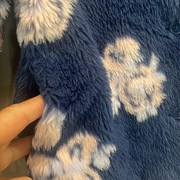Janie and Jack faux fur floral button up jacket - Picture 5 of 8
